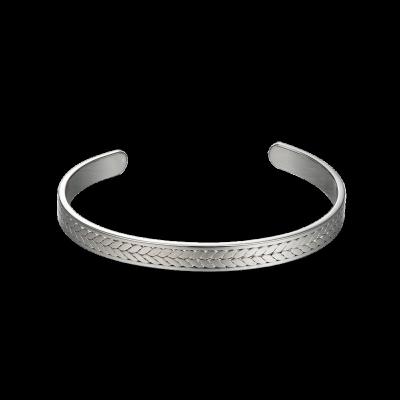 China Customized Casual / Sporty Cuff Bracelet Open 925 Silver Textured Cuff Bracelet Bangle for sale