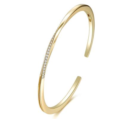 China Wholesale Casual/Sporty Gold Filled Jewelry 925 Sterling Silver Open Cuff Twist Bracelet Stacking Bracelets Competitive Price for sale