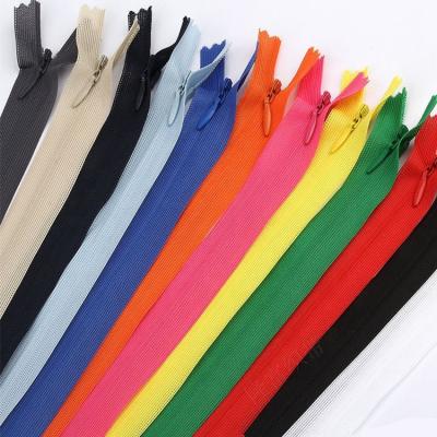 China Auto Lock Colorful Nylon Lace 3# Band C/E A/L Invisible Zipper For Garment for sale