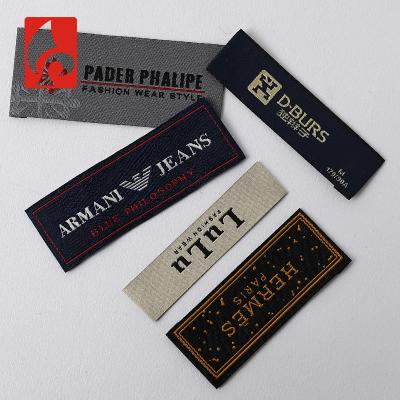 China Washable Label Clothes Logo Iron On Clothing Label Custom Woven Label In Packaging Labels for sale