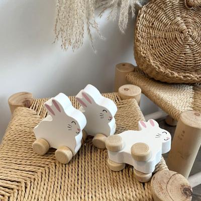 China European and American car rabbit cartoon style wooden blocks toys blocks baby birthday gifts for sale