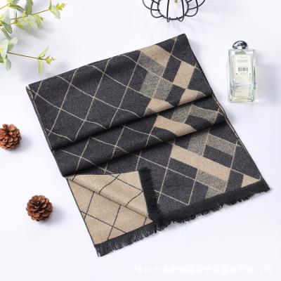 China Cashmere feel everyday winter scarf, scarves gift for men, reversible jacquard scarf for men for sale