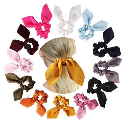 China Elastic Hair Scrunchies Bowknot Bow Ear Scrunchies Soft Flips Scrunchie Bands Ponytail Holder For Women Accessories for sale