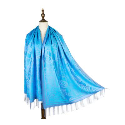 China Everyday Soft Silky Reversible Shawl Wrap Scarf w/ Fringes Paisley Pashmina for sale