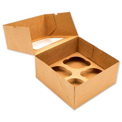 China Recyclable Cheap Wedding Christmas Gift Wrapping Boxes Bakery Pastry Box With Clear Pet Lid Brown Kraft Paper Bag for sale