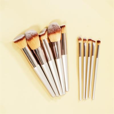 China Fan Brush Champagne Logo Private Label Cosmetic Silicone Mask 10 Pcs Makeup Brush Set for sale