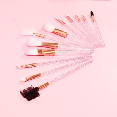 China Professional High Quality Gold 12 Silver Real Hair Fan Brush Heart Pink Makeup Brush Set for sale