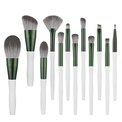 China Fan Brush Green Set Movie Secrets Professional Designer 12pcs Small Makeup Brush for sale