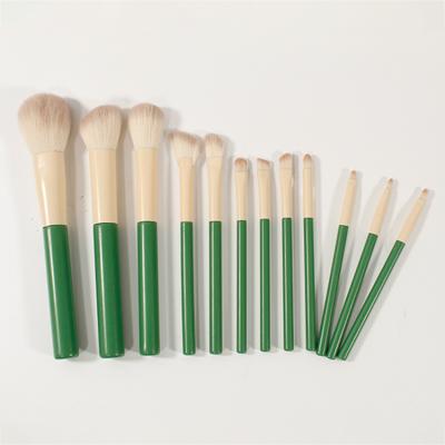 China Fan Brush Wood Handle Brown Crystal 12pcs Free Shipping Orange Beige Japanese Makeup Brush for sale