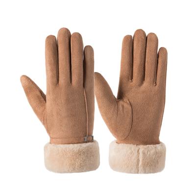 China Fashion Comfortable Winter Touch Screen Men Warm Coating Women Shear Suede Faux Leather Gloves for sale