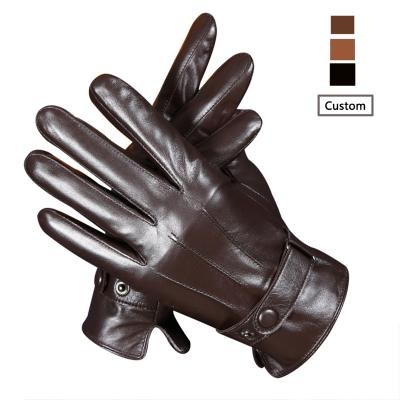 China Touch Feeling 5514 Mens Leather Gloves Men Dressing Touch Screen Fleece Training Motorcycle Sports Real Leather Gloves for sale