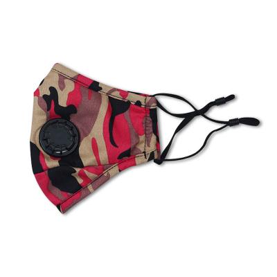 China 3 Ply Cotton Camouflage Cloth Party Custom Colorful Waterproof Reusable Mask Fashion Washable Breathable Face Masks With PM2.5 Filter Valve for sale