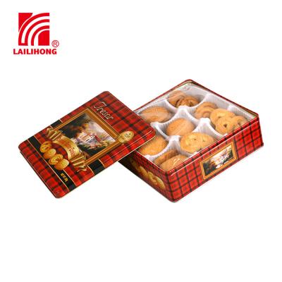 China Glucose Christmas Gift Tin Boxes For Danish Butter Chocolate Chip Cookies Chocolate Chip for sale