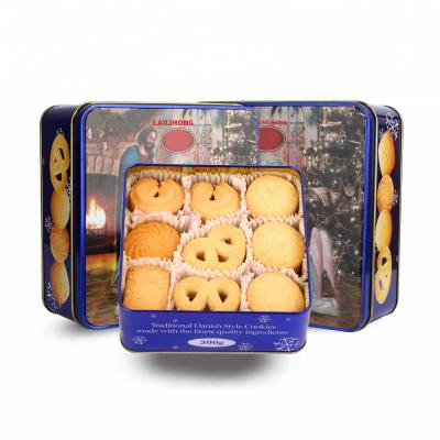 China High Quality Danish 300g Butter Cookies Normal in Square Tin for sale