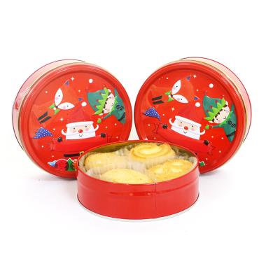 China Glucose christmas round tin orihnal golden danish butter cookies for sale