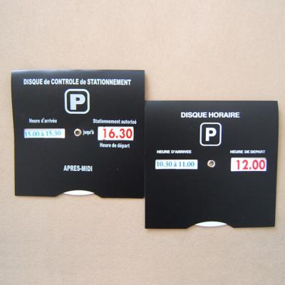 Cina Particelle di ricambio per auto Stile di progettazione Euro Nero Parcheggio Timer Logo Disco di parcheggio personalizzabile in vendita