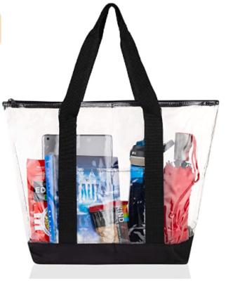 China CheapTransparent Waterproof PVC Handbag Waterproof Tote Bag Gym Beach Rope Custom Clear Shopping Bags for sale