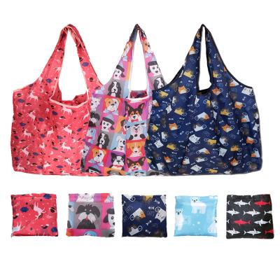 China Customized Reusable Eco-Friendly Reusable Foldable Polyester Shopping Bag 190T Supermarket Polyester Grocery Foldable Bag Polyester for sale