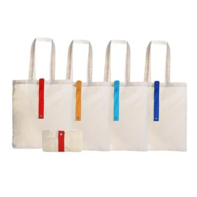 China Custom Logo Print Wholesale Reusable Roll UP Cotton Canvas Shopping Bag Supermarket Folding Canvas Tote Bag for sale