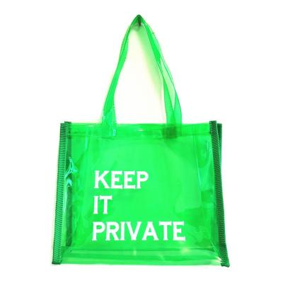 China New Arrival Fashionable Letter Printing Tote Bag Colorful Jelly Transparent Shopping Bags PVC Shoulder Shopping Bag for sale