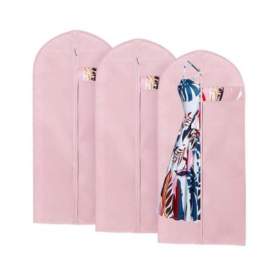 China High Quality Reusable PEVA Anti-Dust Waterproof Cloths Cover Long Bag Dustproof Pink Suit Dress Garment Bag for sale