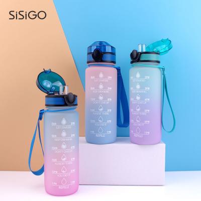 China SISIGO S593 Bpa Free Viable Kids 700ml Water Bottle With Straw Motivational Fitness Sports Water Bottle With Drinking Times for sale