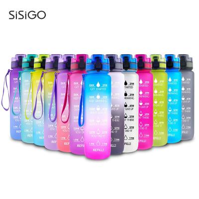 China SiSiGo Sustainable Customize 32oz 1000ml Tritan Water Bottles Motivational Sports Plastic Water Bottle For Indoor Outdoor Activities for sale