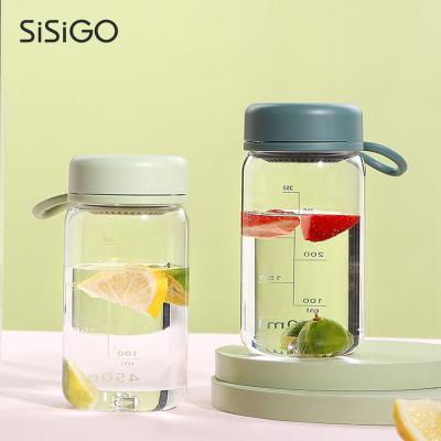 China SISIGO S0011 Student Viable Summer Small Outdoor Transparent Portable Plastic Cup Filter Bubble Tea Clear Water Bottle With Filter for sale