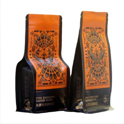 China Waterproof Black 250G Flat Bottom Coffee Bag Pouch Plastic Packaging Resealable Bag for sale