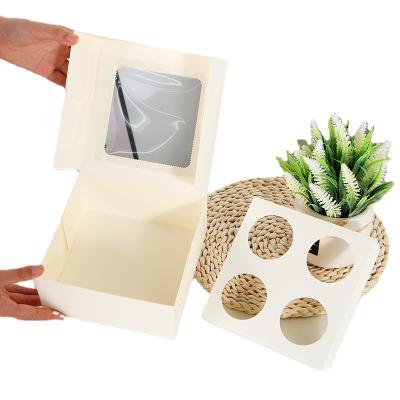 China Safe Amazon Hotspot Material Creative White Windowed Cardboard Hand Pastry Box Baked Box Recyclable/Food Grade fade bakerwindow box for sale