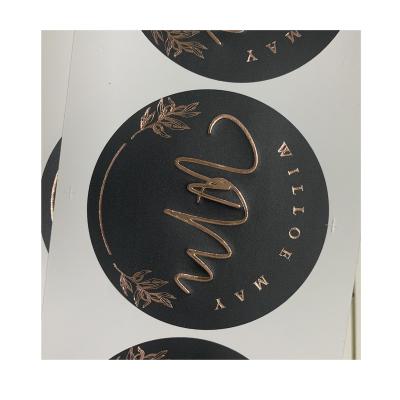 China Customized Printing Clear Stickers Waterproof Self Adhesive Logo Transparent Gold Foil Label for sale