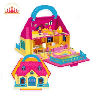 China Mini Toy Mini Easy Carry Pretend Play Toy Kids Pink Plastic Doll's House SL10G024 for sale