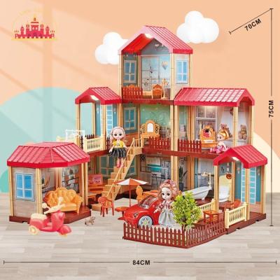 China Mini Toy Luxury 3 Layers Plastic Dollhouse Pretend Play Toy For Toddler SL06A003 for sale