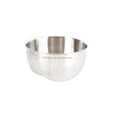 China Sustainable Stainless Steel Fruit And Rice Blanching Bowl With Side Drainer for sale