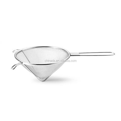 China Stainless steel sustainable conical strainer with two ear loop for sale