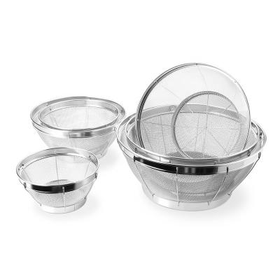 China Wholesale Viable Style Classic Deep Grate Heavy Duty Stainless Steel Colander Set Kitchen Accessories for Vegetable and Rice Blanching for sale