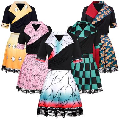 China Cheap Polyester Factory Direct Supply Price Anime Demon Cosplay Costume Anime Demon Slayer Kimono Demon Slayer for sale