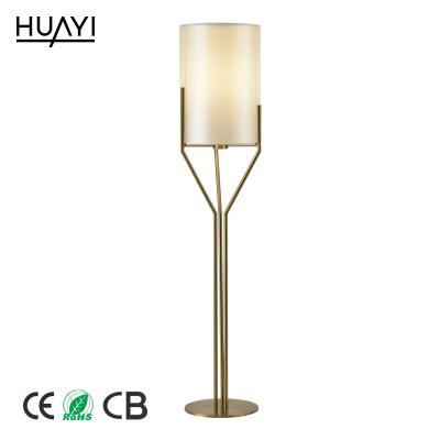 China HUAYI Modern Lighting Living Room Bedroom LED Decorative Reading Translucent Glass Floor Lamp for sale