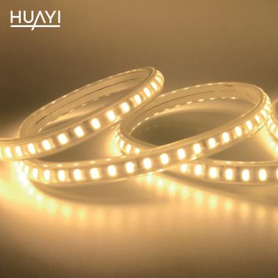 China High Voltage / Low Voltage HUAYI Indoor Outdoor Construction Landscape 10w/m Ip65 Smd 2835 AC 220v 240v Led Strip Light for sale