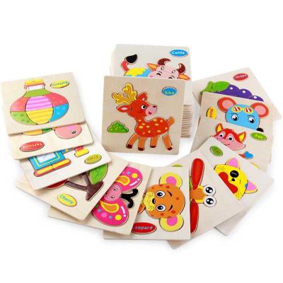 China Eco-friendly Wooden 3d Puzzle Tangram Shapes Learn Animal Cartoon Intelligence Puzzle Toys for sale