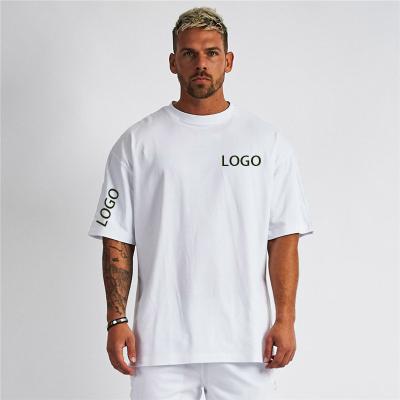 China QUICK DRY custom logo gym T-shirts loose simple custom printing white men T-shirt summer cotton o neck loose plus size mens top tee for sale