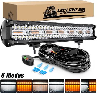 China NEW Amber White Strobe 6 20 inch Die Cast Aluminum LED Light Bar With Memory Function With 16AWG Wiring Kit for sale