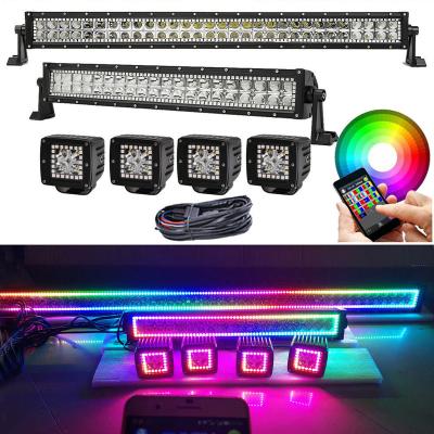 China New Design Stainless Steel 2 Rows 12V Input 120W 22 Inch RGB Car LED Light Bar for sale