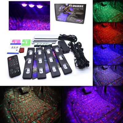 China PVC+crystal Lampshade Remote Control Voice Control Deco LED Car Foot Light Mat Breathing Atmosphere Light Decorative Auto Interior Lights New for sale