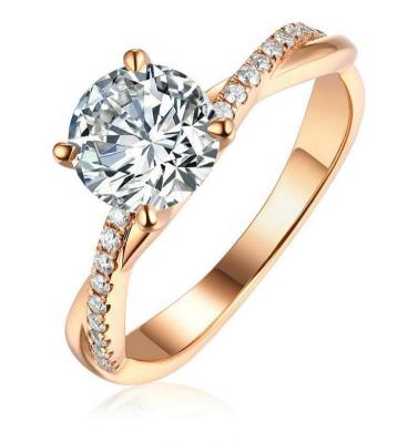 China Royal Moissanite Rings Wedding Engagement Rings Rose Gold Style Elegant Jewelry Factory Wholesale 14k Gold Romantic Fashion Alloy for sale