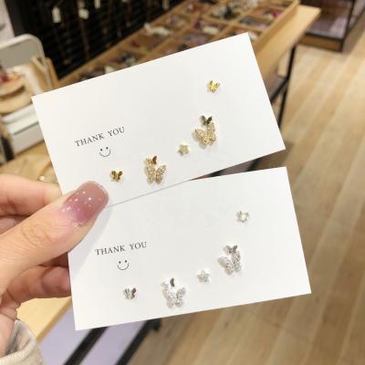 China Wholesale Cheap Price TRENDY Silver Fashion Stainless Steel Funny Cute Funny Gold Butterfly Stud Bling Bling Crystal Earrings For Women for sale