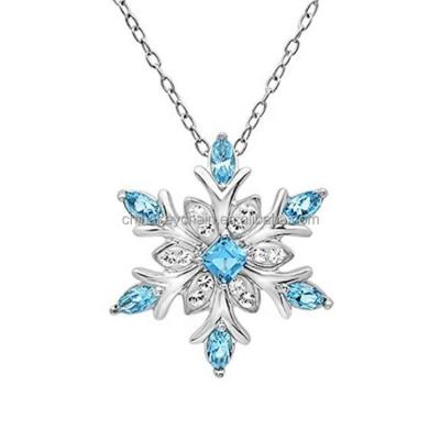 China CLASSIC Christmas High Quality Cheap Funny Cute Gift Price Fashion Jewelry Stainless Silver Plated Snowflake Pendant Stone Necklace for sale