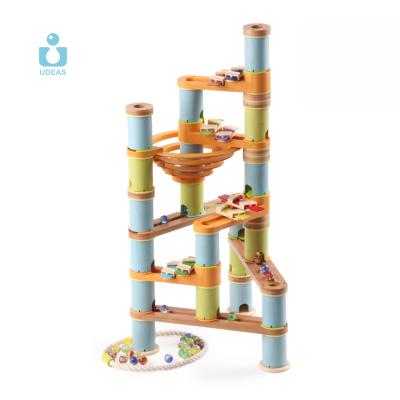 China Building Toy Eco Friendly Toys Kids Marble Run Game Wooden Marble Run Toys Set Educational Building Block Toy Wood Marble Run for sale