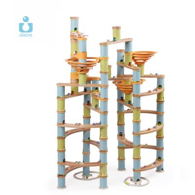 China Building Toy Eco-Friendly Bamboo Toy Educational Stem Marble Race Track Toys Set Marble Race Building Block Kids Marble Run Toys for sale