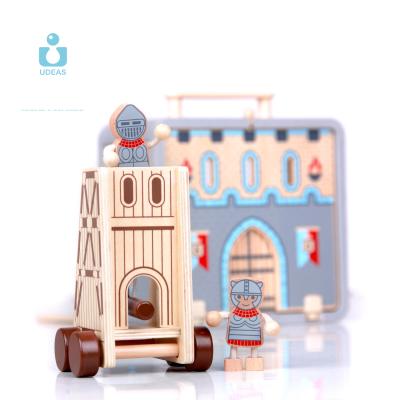 China Plywood Pretend Play Castle Toys Montessori Baby Bouncy Castle Educational Role Play Wooden Toys For Boy for sale